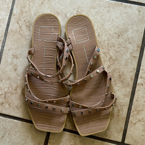 Dolce Vita women’s nude studded square toe strappy faux leather sandals size 9 - Picture 2 of 6